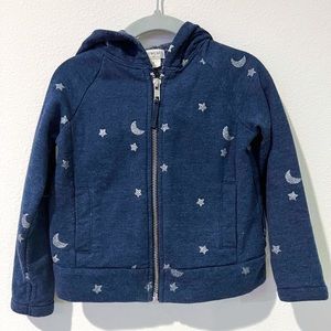 J. Crew Crewcuts Toddler Girls Moon and Stars Zip Up Hoodie